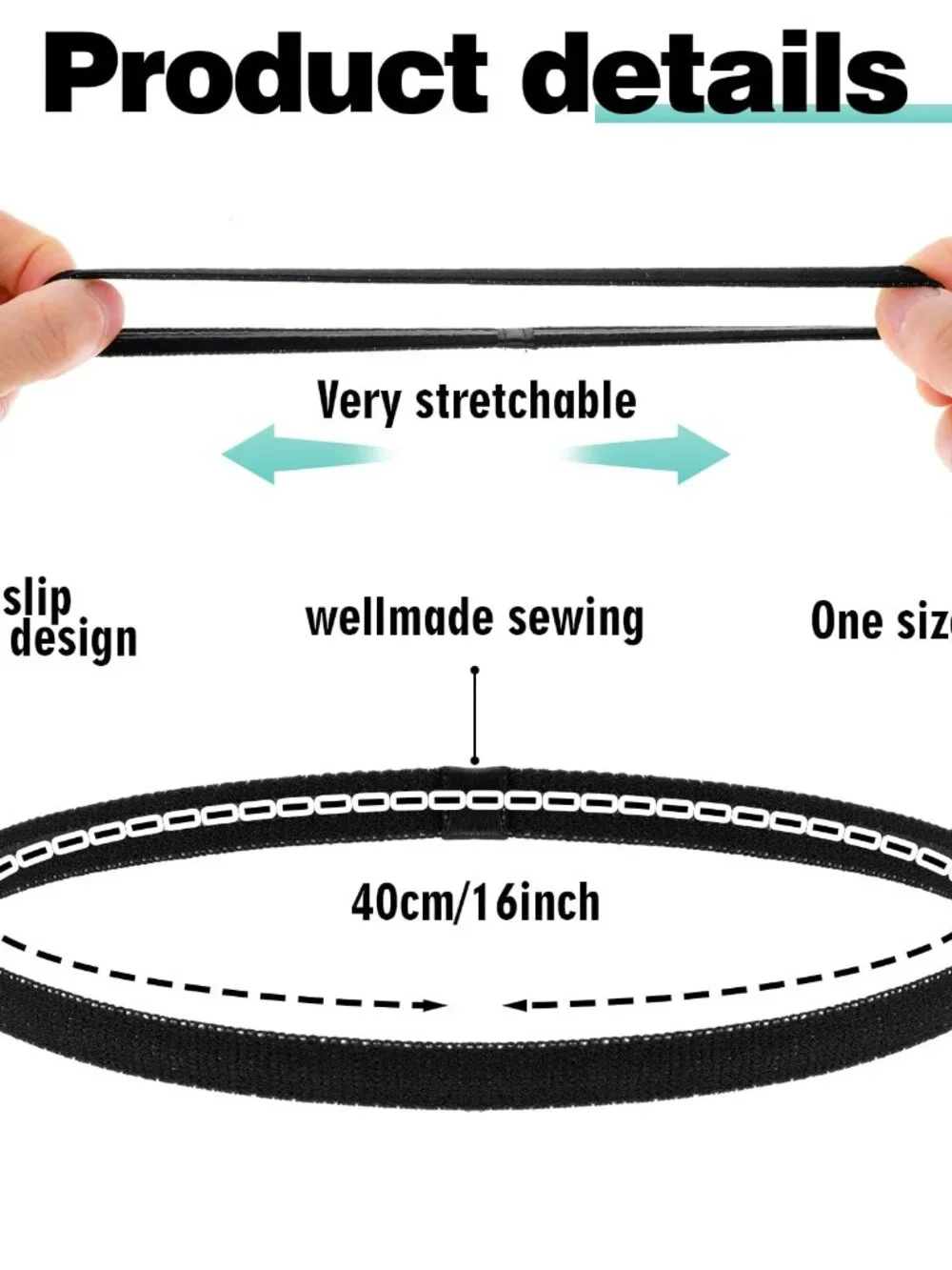 15Pcs Thin Elastic Headbands for Women, Non Slip Skinny Headband Colored Sports